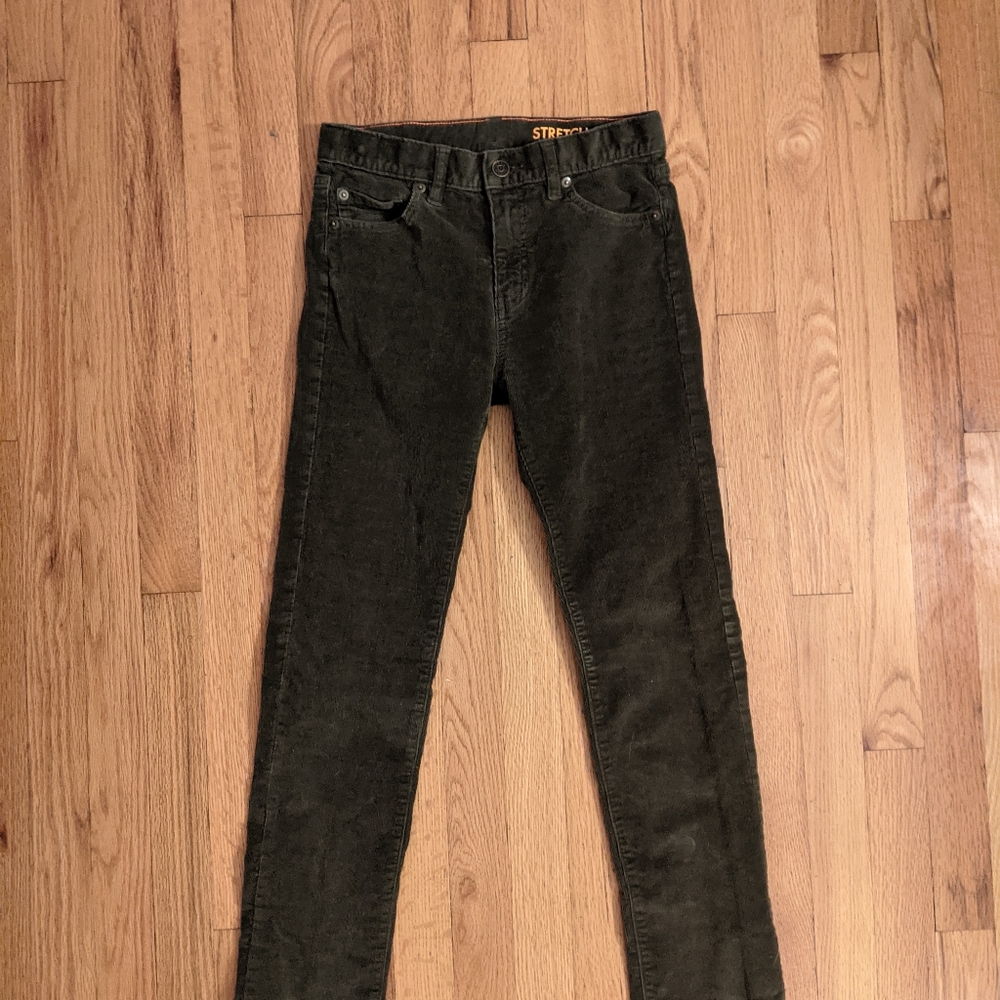 J.Crew, crew cuts stretch green corduroy pants, like new condition, SZ 12
